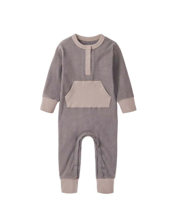 Colorblock Ribbed Romper - Graphite