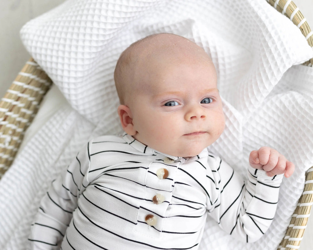 Newborn Knotted Baby Gown Set - Black Stripes