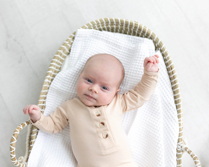 Newborn Knotted Baby Gown Set - Sand