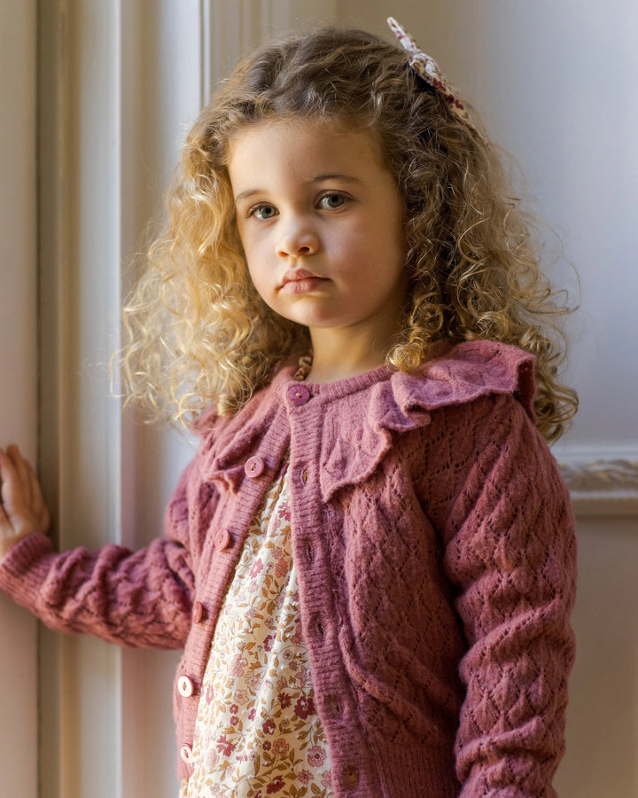 Ruffle Cardigan - Raspberry