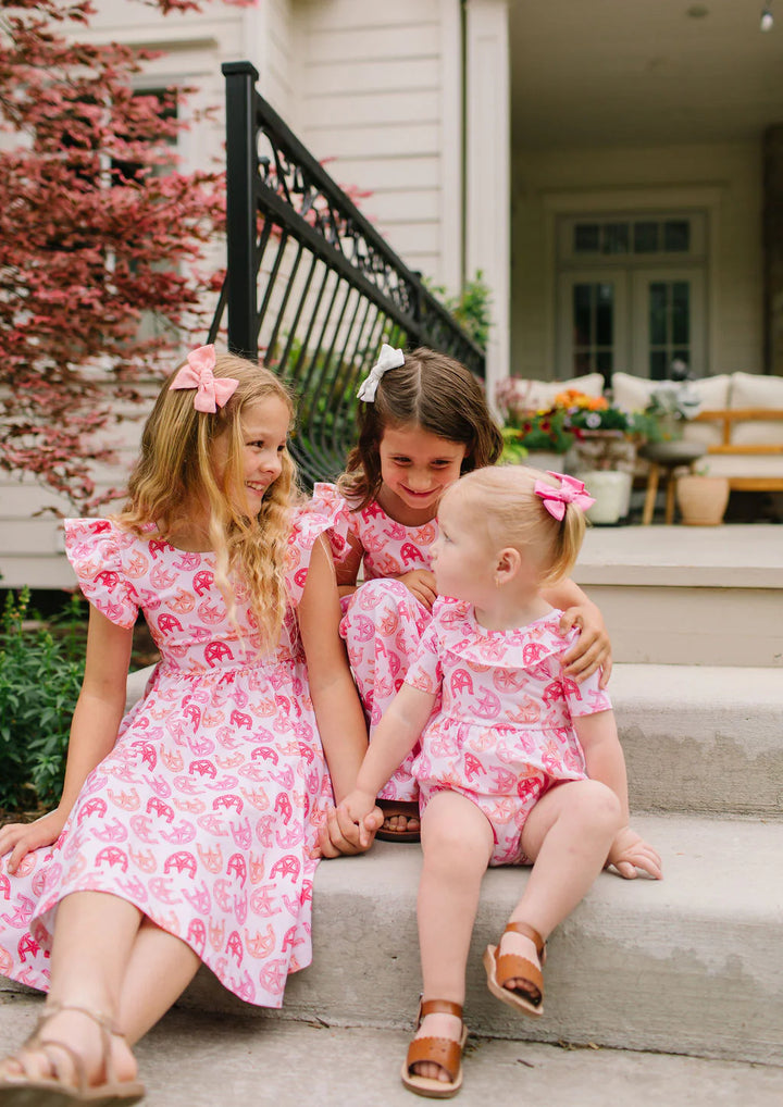 Ruffle Romper in Horse Shoe
