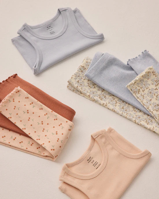 RIBBED LEGGING SET || BLUE DITSY, LIGHT BLUE