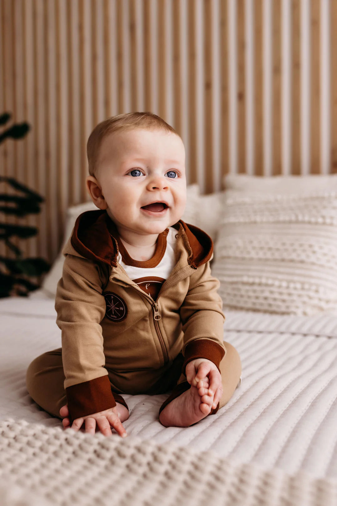 Baby Hooded Romper Rust