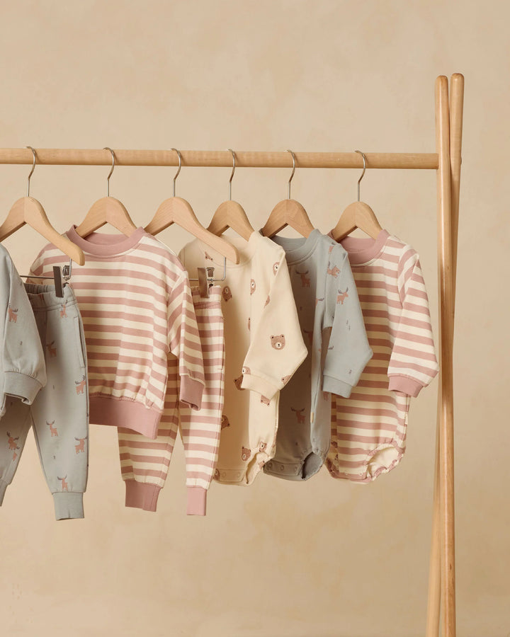 Crewneck Bubble Romper - Brown Bear