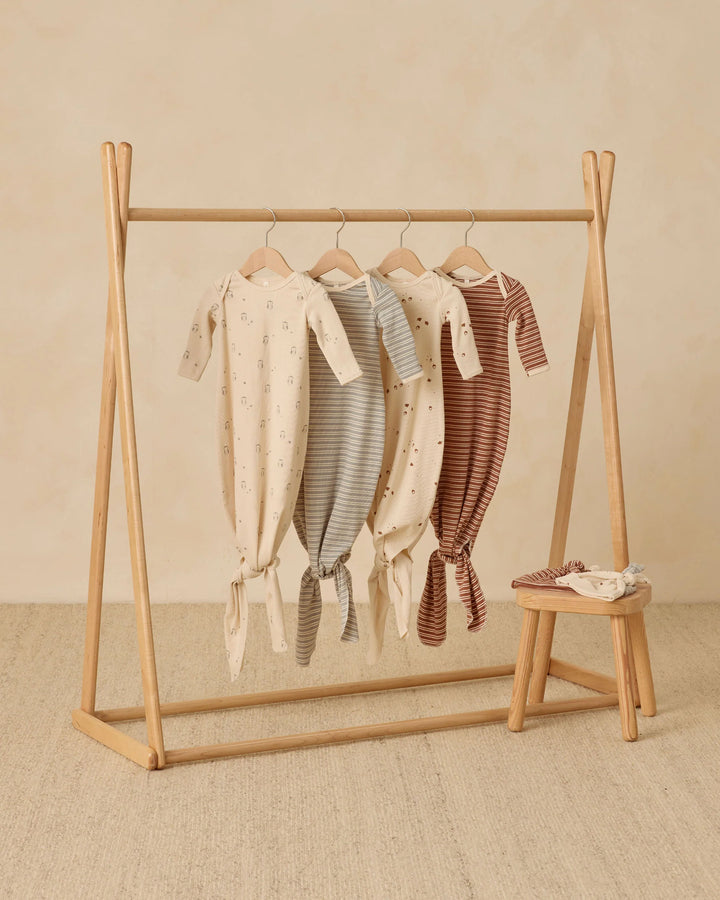 Knotted Baby Gown + Hat Set - Owls