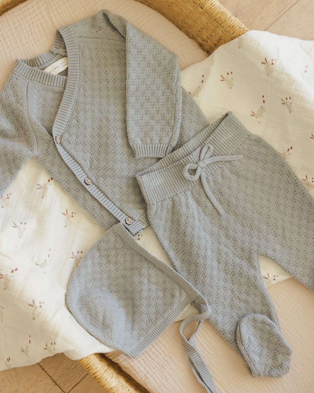 Knit Wrap Top + Pant Set - Steel Blue