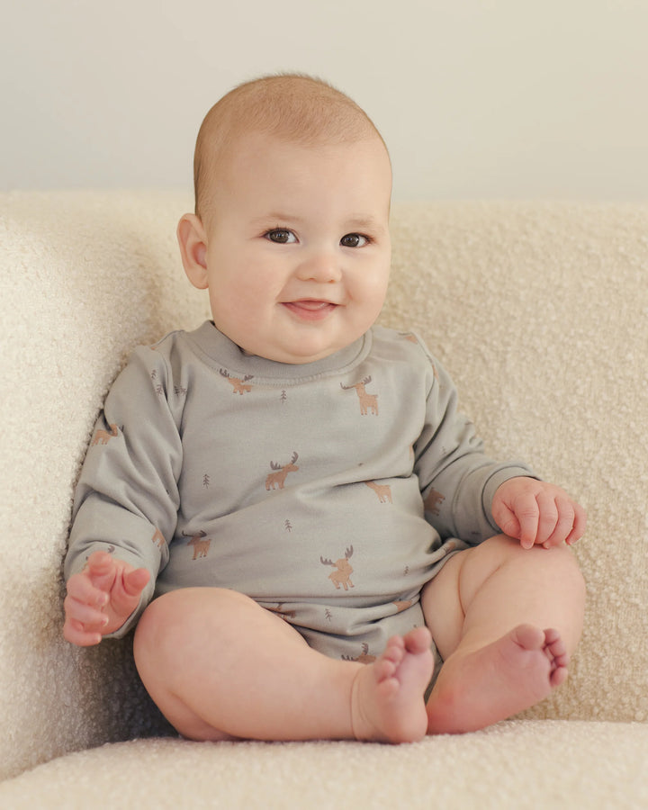 Crewneck Bubble Romper - Moose