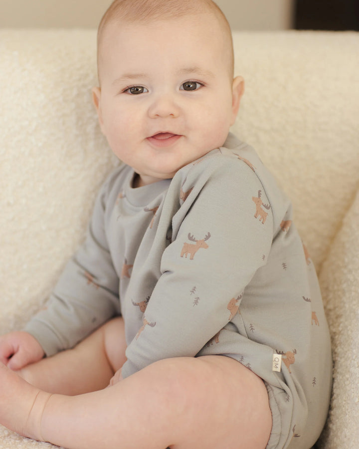 Crewneck Bubble Romper - Moose