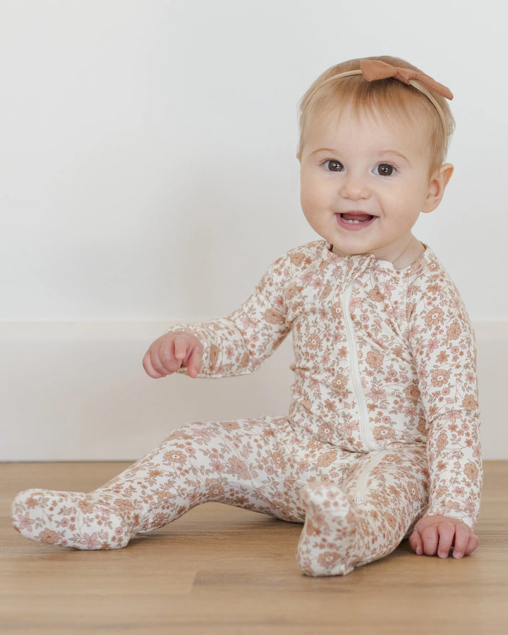 Bamboo Zip Footie - Bloom