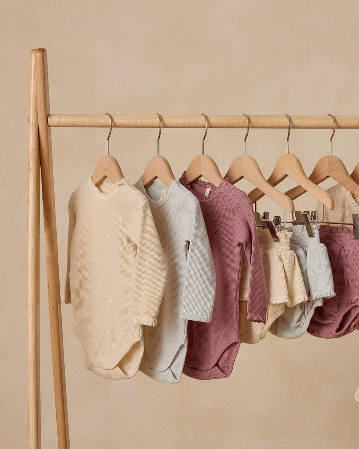 Waffle Long Sleeve Bodysuit - Mulberry