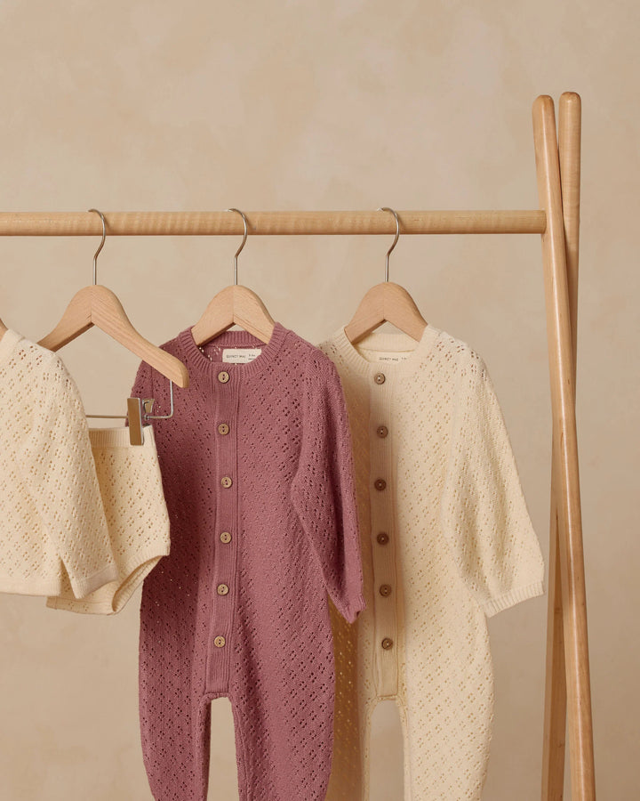 Long Sleeve Bubble Romper - Mulberry