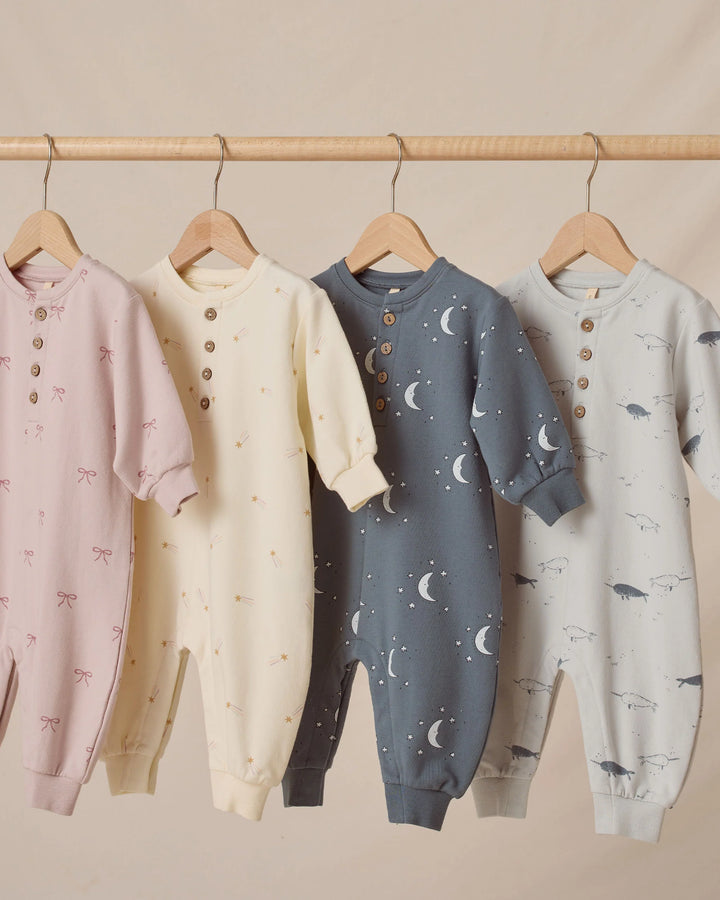 Relaxed Fleece Jumpsuit - Silver Moons