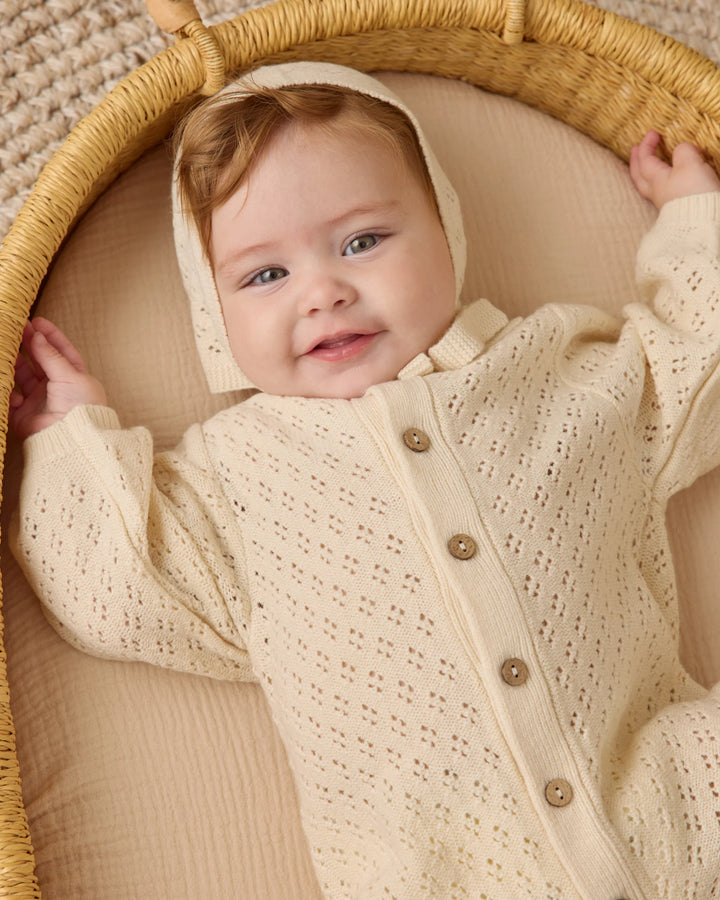 Long Sleeve Bubble Romper - Natural