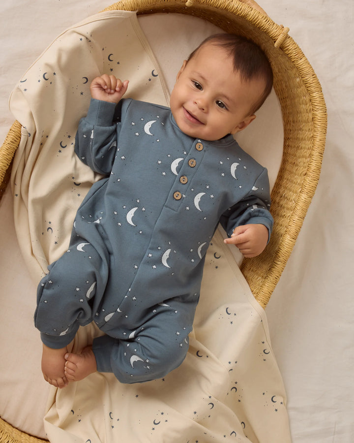 Relaxed Fleece Jumpsuit - Silver Moons