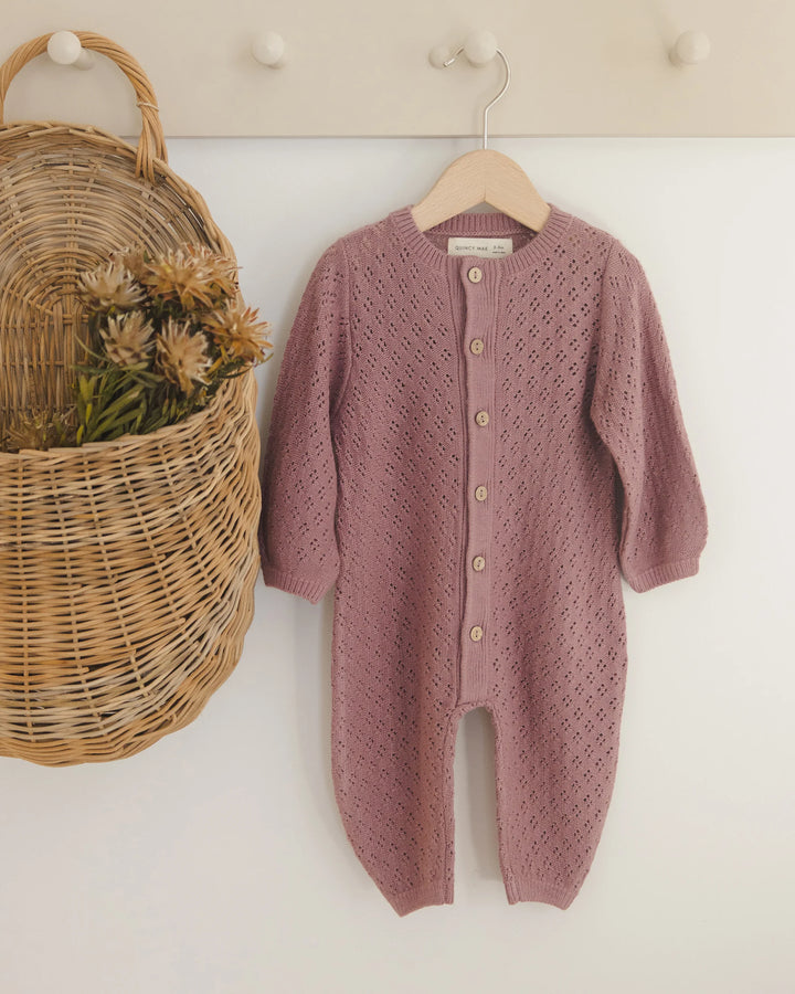 Long Sleeve Bubble Romper - Mulberry