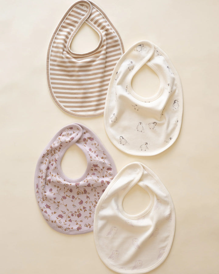 Jersey Snap Bib, 2 pack - Garden, Snow Owls
