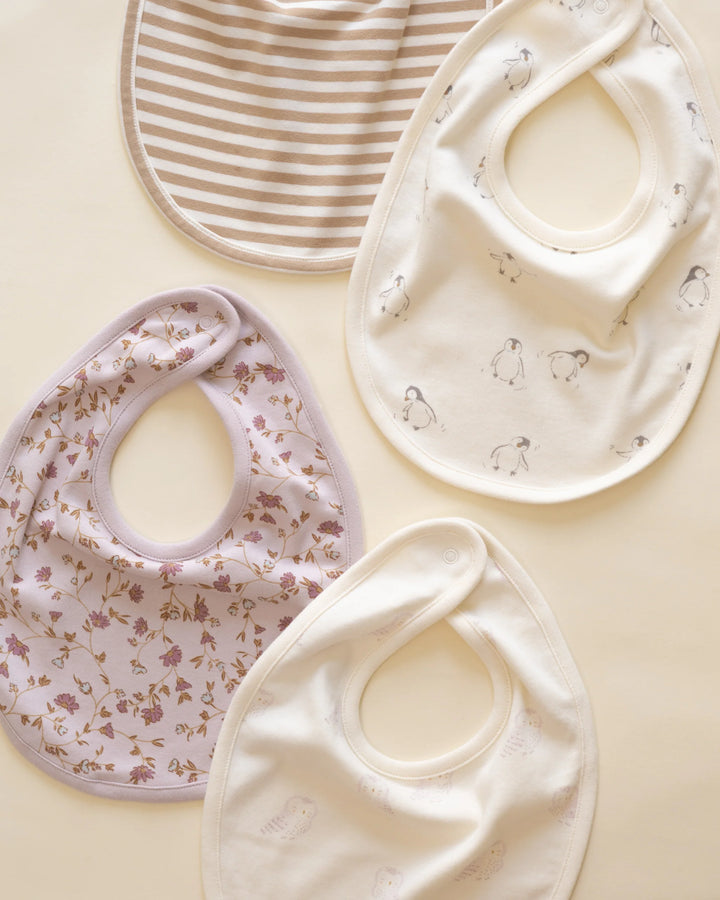 Jersey Snap Bib, 2 pack - Gold Strip, Penguins