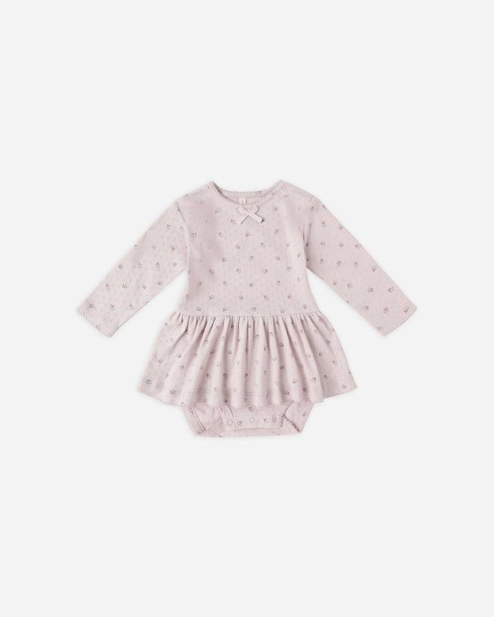Pointelle Skirted Bodysuit - Lilac Ditsy