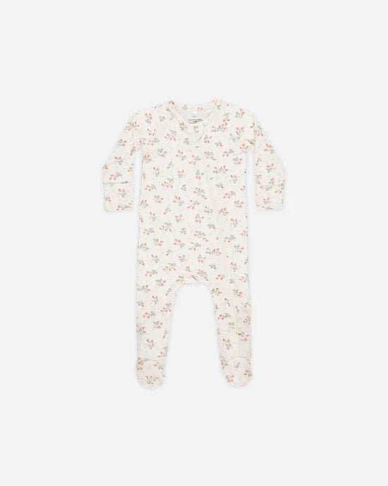 Bamboo Zip Footie - Strawberries