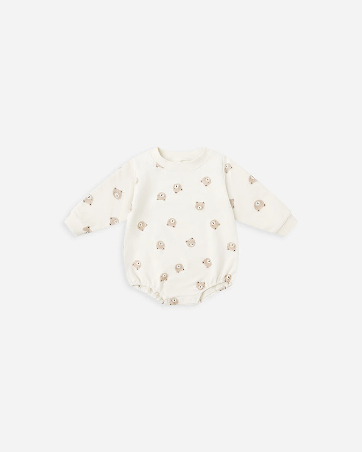 Crewneck Bubble Romper - Brown Bear