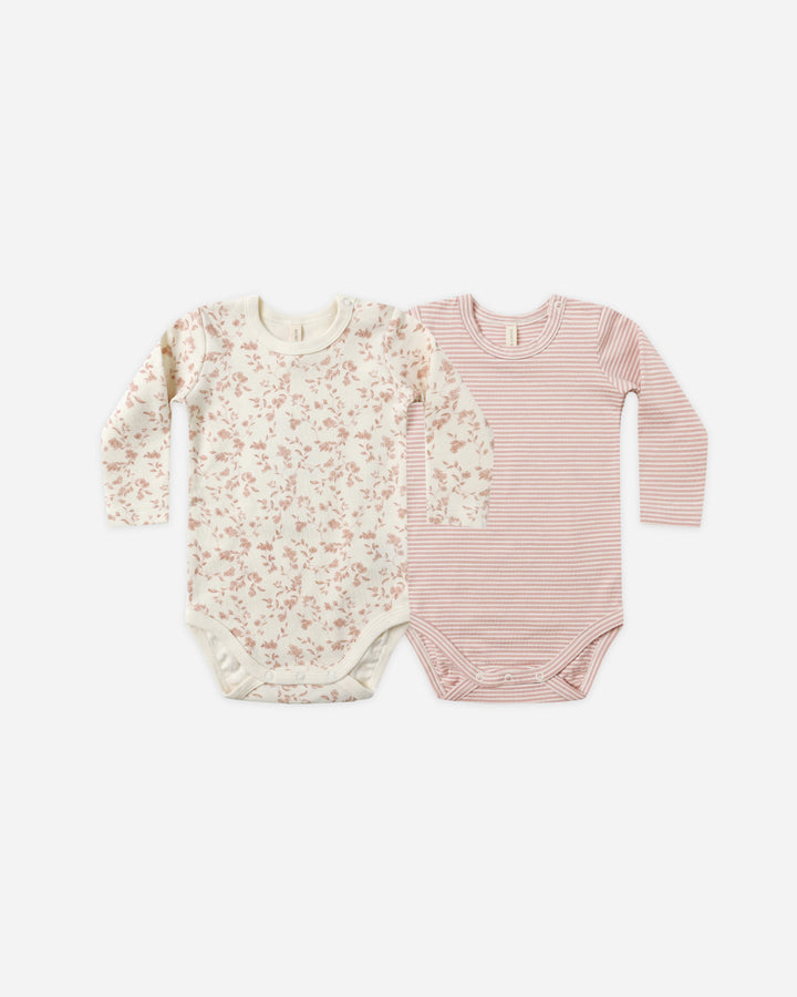 Jersey Bodysuit 2-pack - French Garden, Rose Micro Stripe