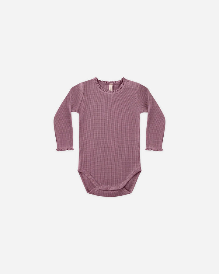 Waffle Long Sleeve Bodysuit - Mulberry