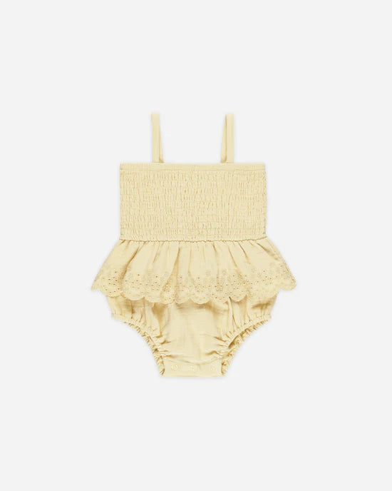 Smocked Skirted Romper - Yellow