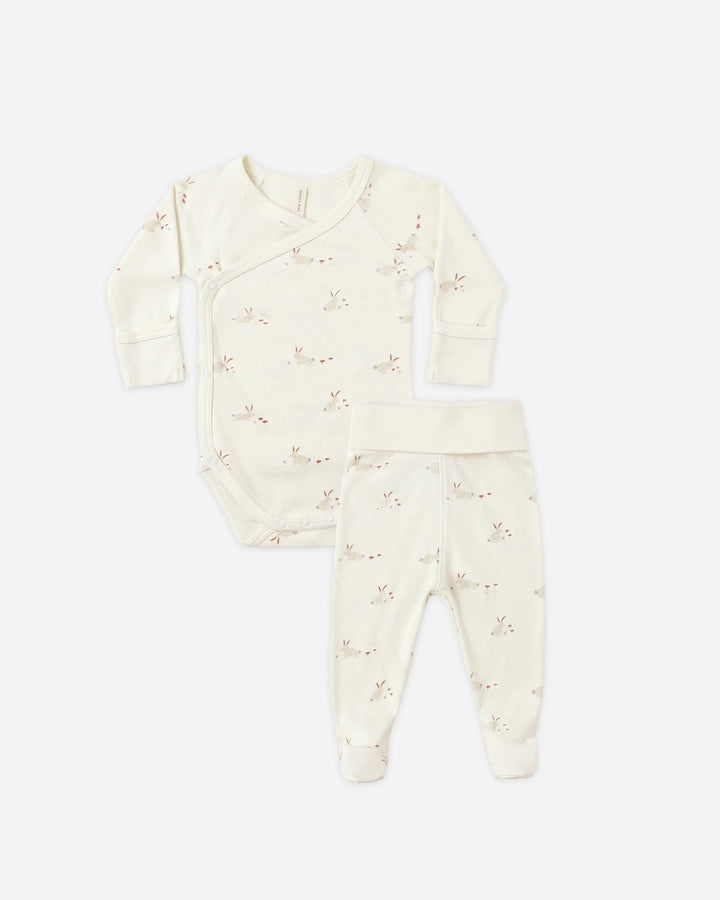 Side Snap Bodysuit/Pant Set - Bunnies
