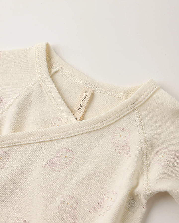 Side Snap Bodysuit + Pant Set - Snow Owls