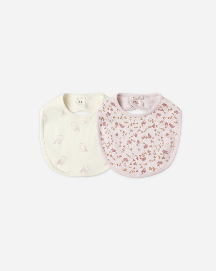 Jersey Snap Bib, 2 pack - Garden, Snow Owls