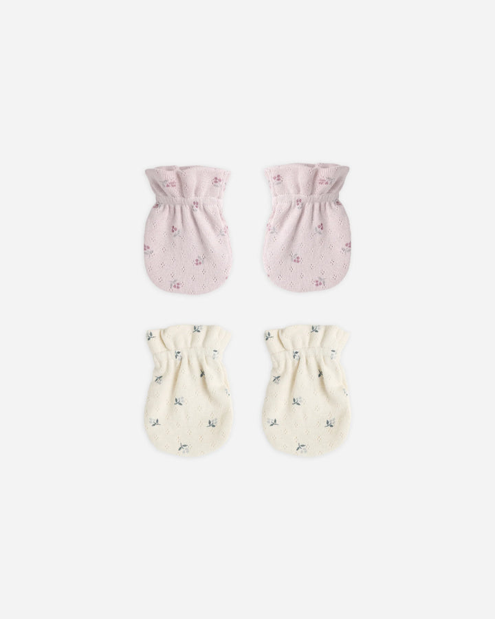 No Scratch Mittens - 2 pack - Blue Ditsy, Lilac Ditsy