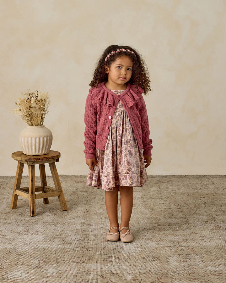 Ruffle Cardigan - Raspberry