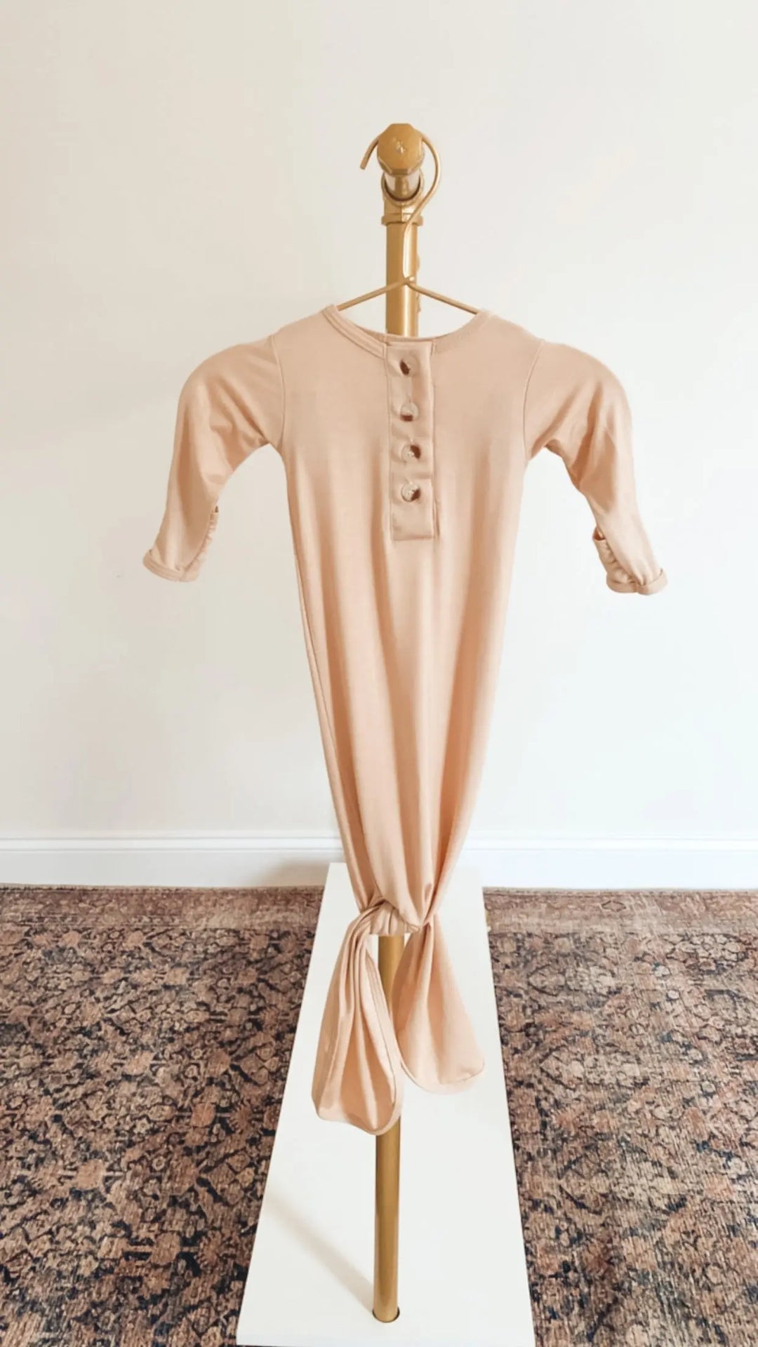 Newborn Knotted Baby Gown Set - Sand