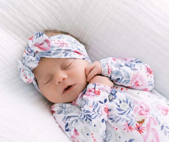 Newborn Knotted Baby Gown Set - Bloom