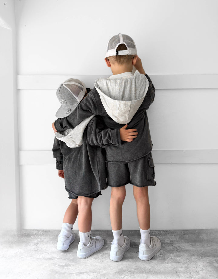 Lightweight Hooded Shacket - Charcoal Wash