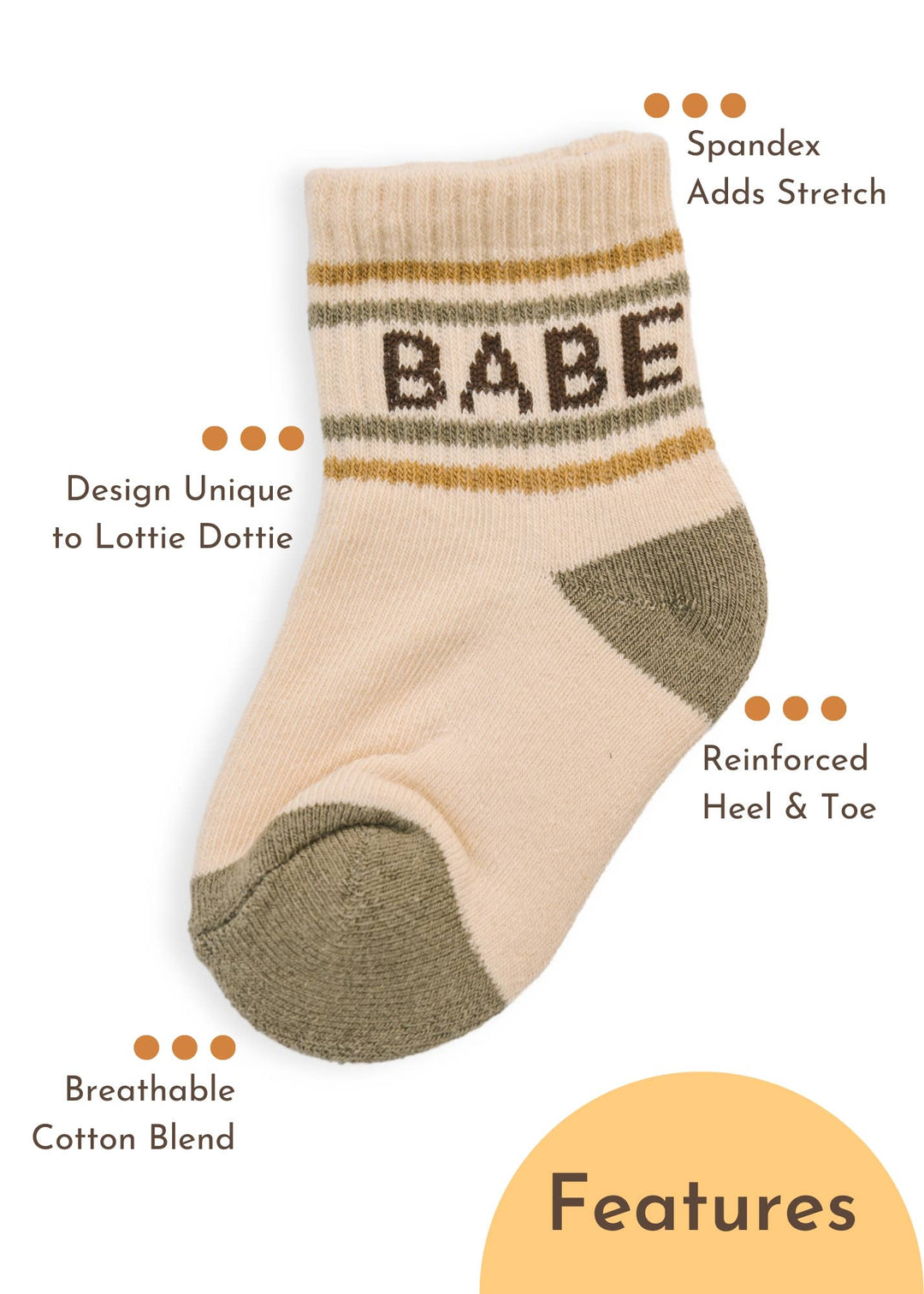 Baby/Toddler Half-Crew Socks 2-Pack, Checkered & Babe Stripe