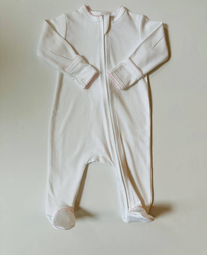 Pima Cotton Zipper Footie - Embroidery Blanks - Baby Clothes: Baby Blue / Newborn