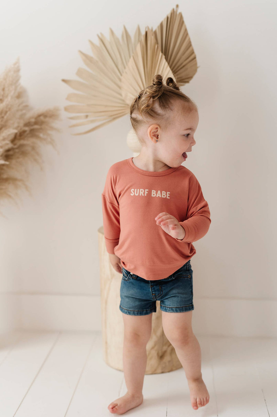 Girl's Denim Shorts in Mid Blue Wash