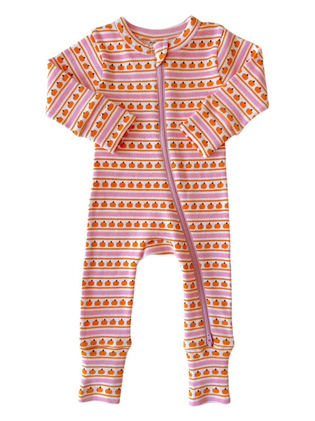 Pumpkin Stripe Pink - Organic 2-Way Zip Romper