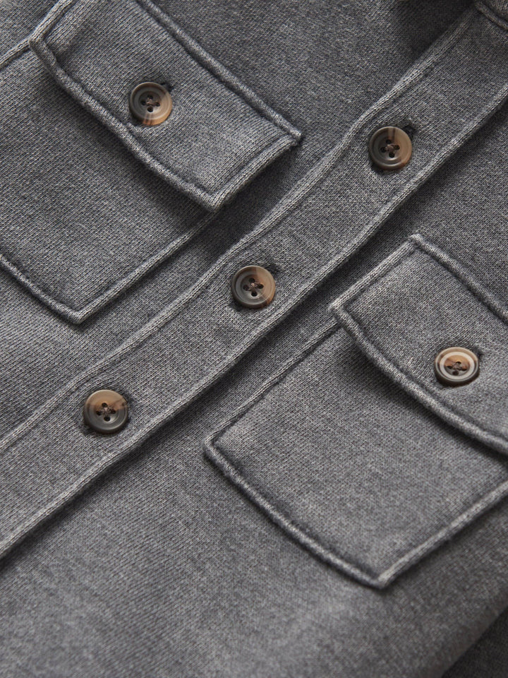 Lightweight Hooded Shacket - Charcoal Wash