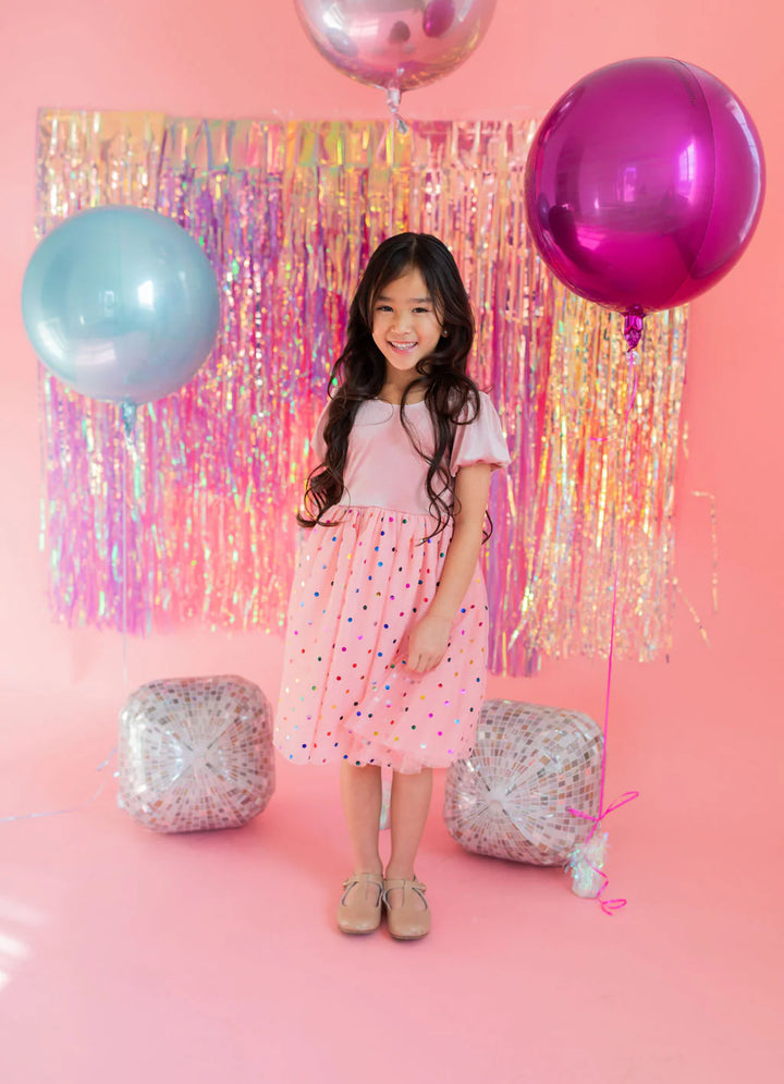 Diana in Soft Pink Confetti | Girls Luxury Dress
