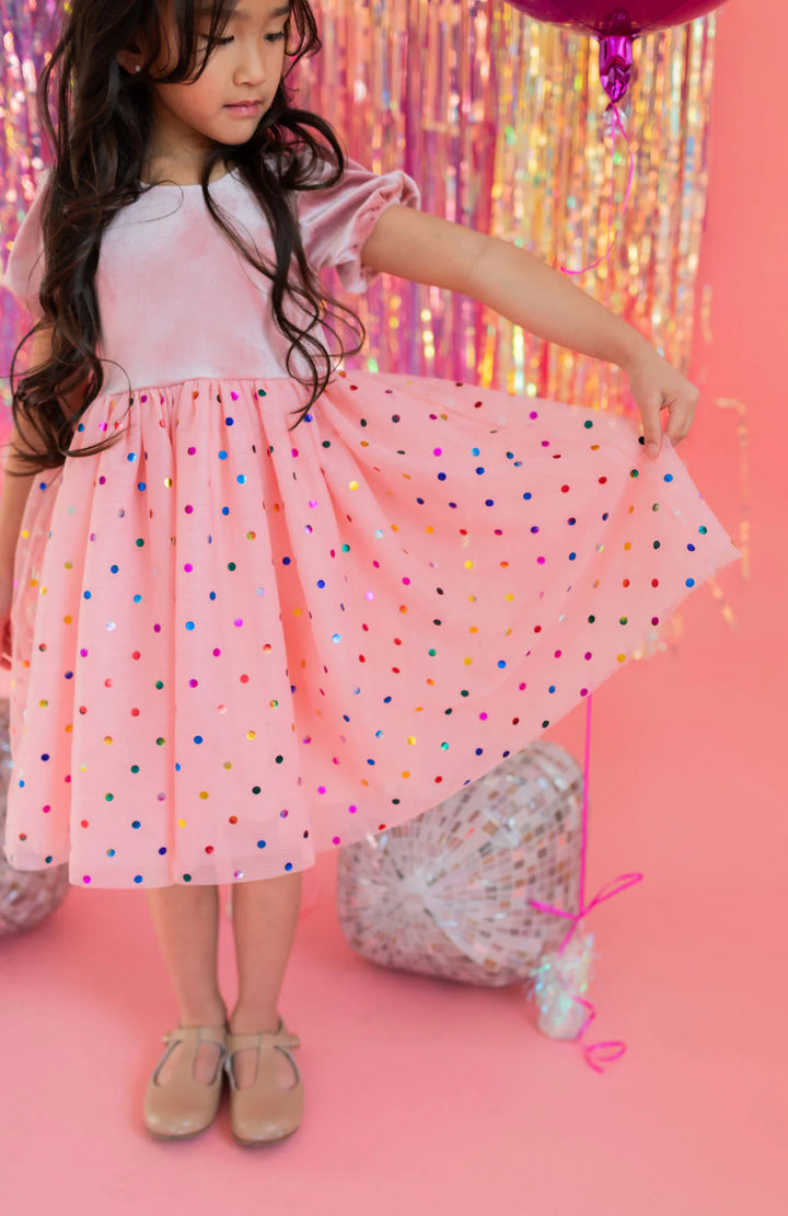 Diana in Soft Pink Confetti | Girls Luxury Dress