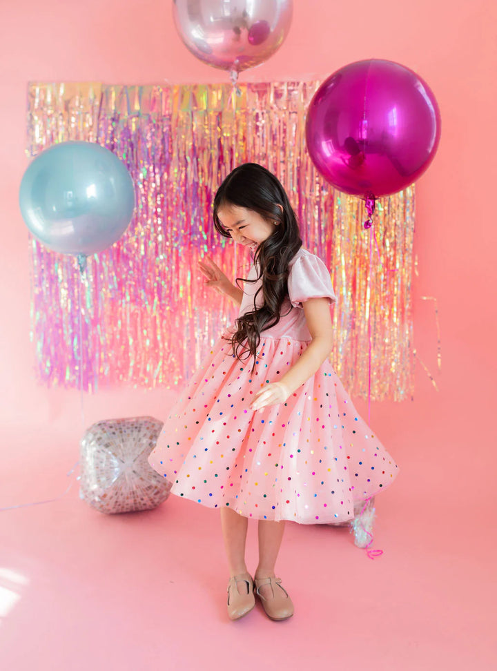 Diana in Soft Pink Confetti | Girls Luxury Dress