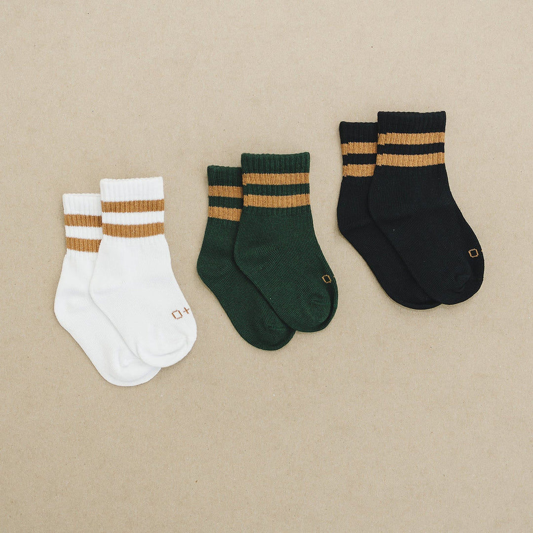 Crew Socks 3 Pack Brown Stripes