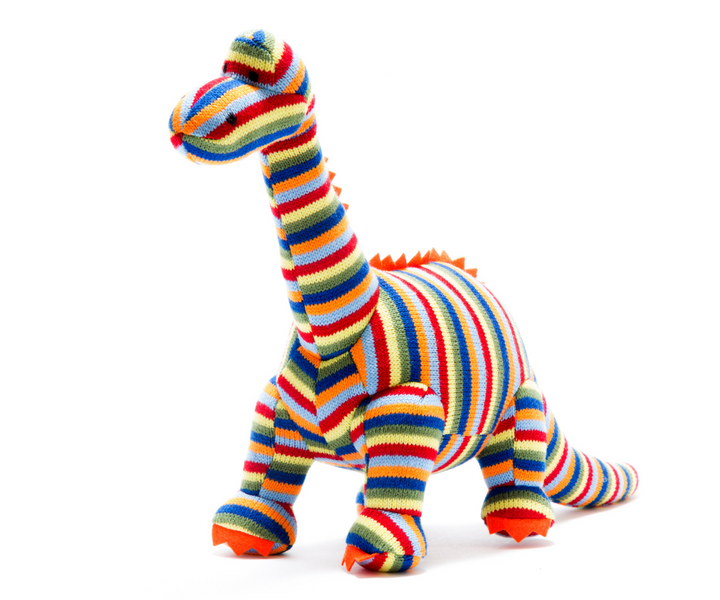 Knitted Stripe Diplodocus Dinosaur Plush