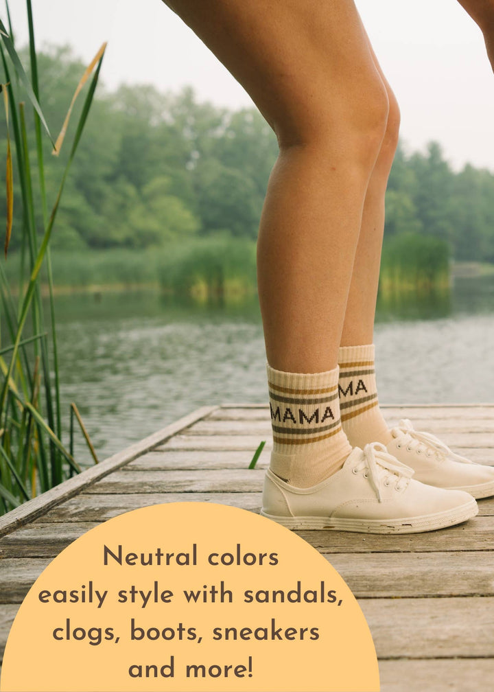 Womens Half-Crew Socks 2-Pack, Checkered & Mama Stripe: One Size