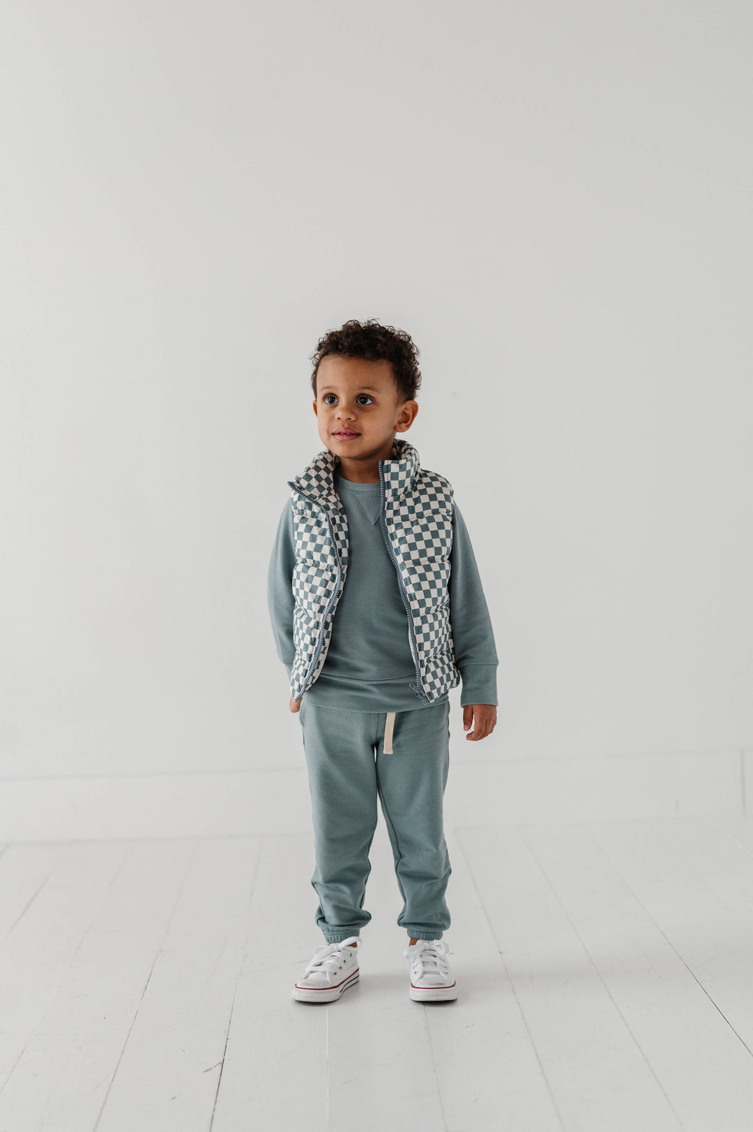 Puffer Vest / Checkered in Storm