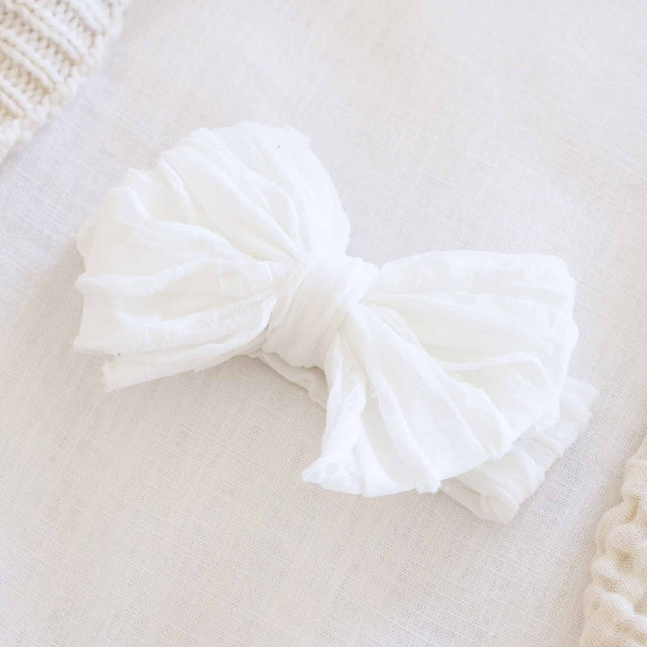 Large Ruffle Knit Bow: Wisteria