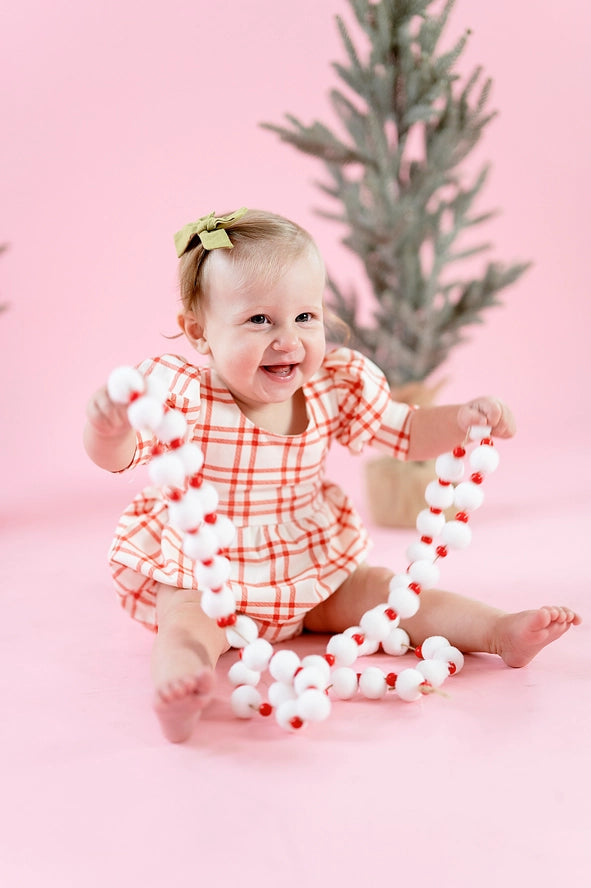 Puff Romper in Scarlet Plaid