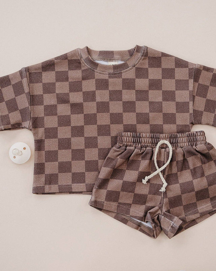 Shorts Set | Espresso Checkered